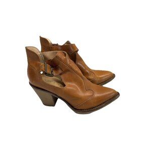 Lascana Leather cut out heeled Booties Ankle US 8 Made in Italy‎ western BOHO 39